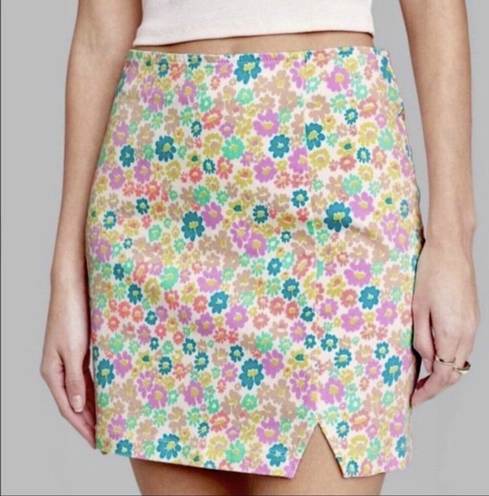 Wild Fable Target plus size 18 womens mini skirt floral summer slit skirt NWT